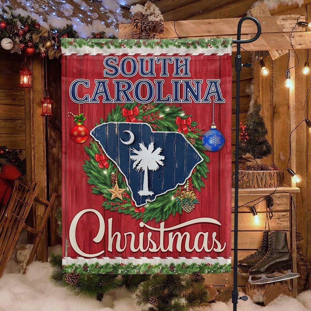 South Carolina Christmas Flag Merry Christmas Flag, Christmas Garden Flag, Home Decor Accessories, Christmas Outdoor Decor Ideas