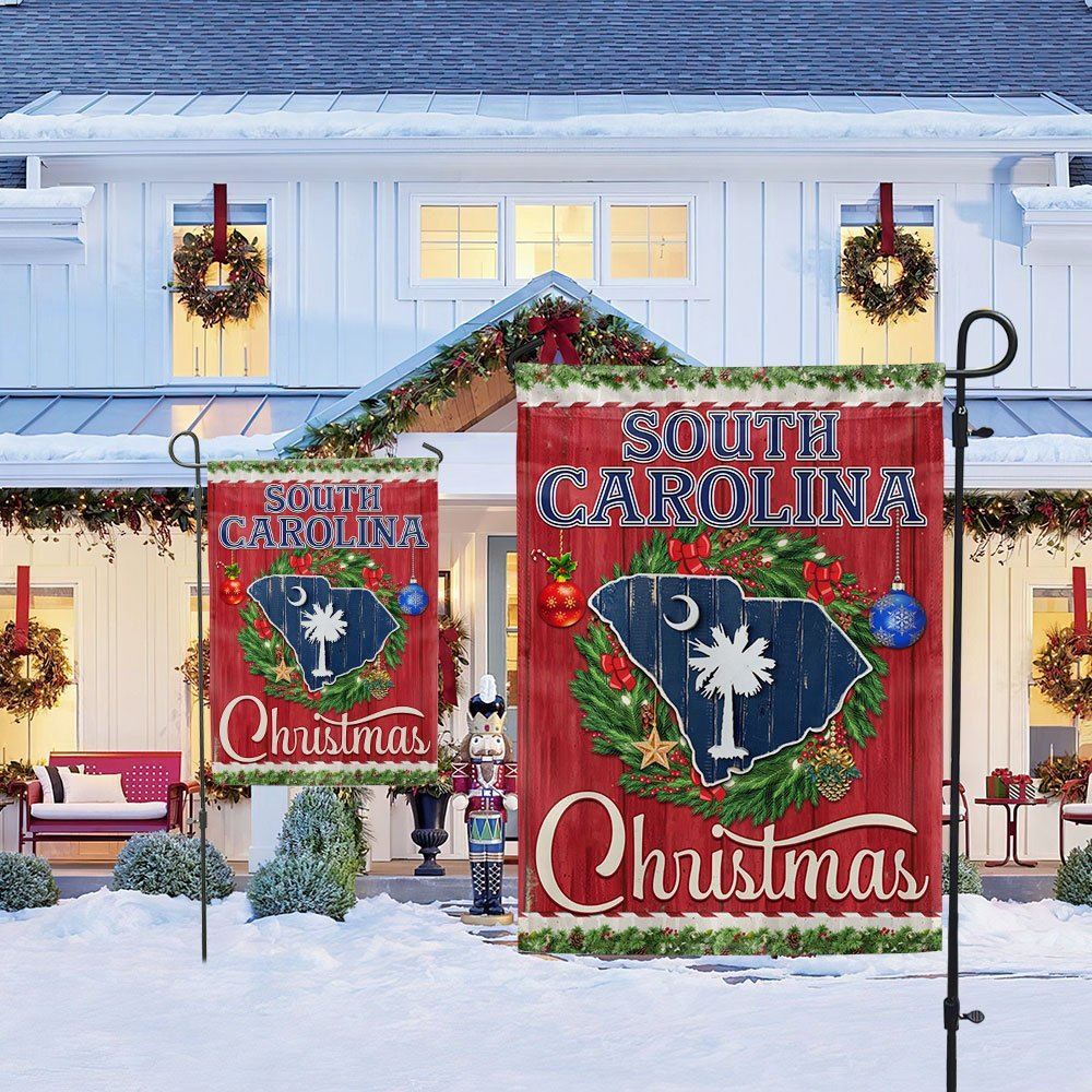 South Carolina Christmas Flag Merry Christmas Flag, Christmas Garden Flag, Home Decor Accessories, Christmas Outdoor Decor Ideas