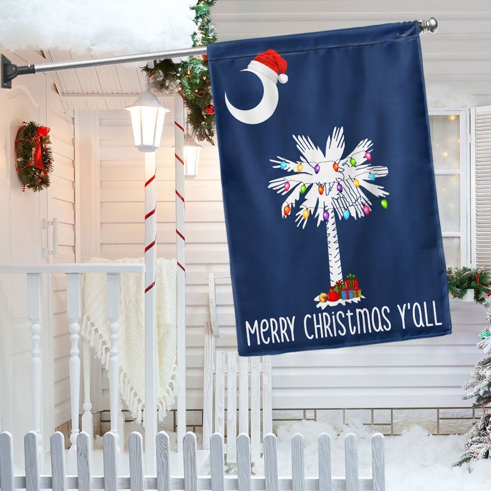 South Carolina Christmas Flag Merry Christmas Y'all Flag, Christmas Garden Flag, Home Decor Accessories, Christmas Outdoor Decor Ideas