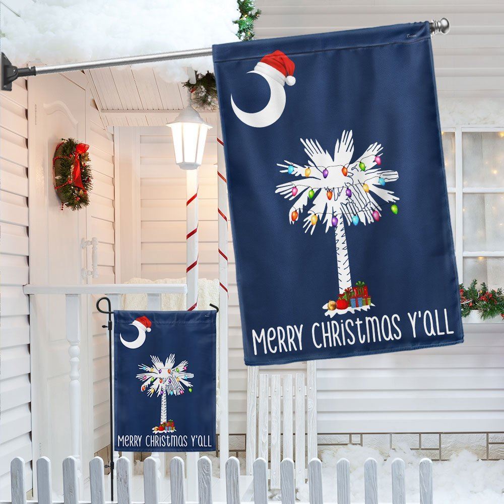 South Carolina Christmas Flag Merry Christmas Y'all Flag, Christmas Garden Flag, Home Decor Accessories, Christmas Outdoor Decor Ideas