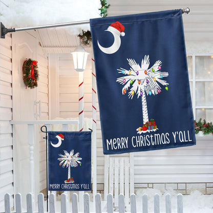 South Carolina Christmas Flag Merry Christmas Y'all Flag, Christmas Garden Flag, Home Decor Accessories, Christmas Outdoor Decor Ideas