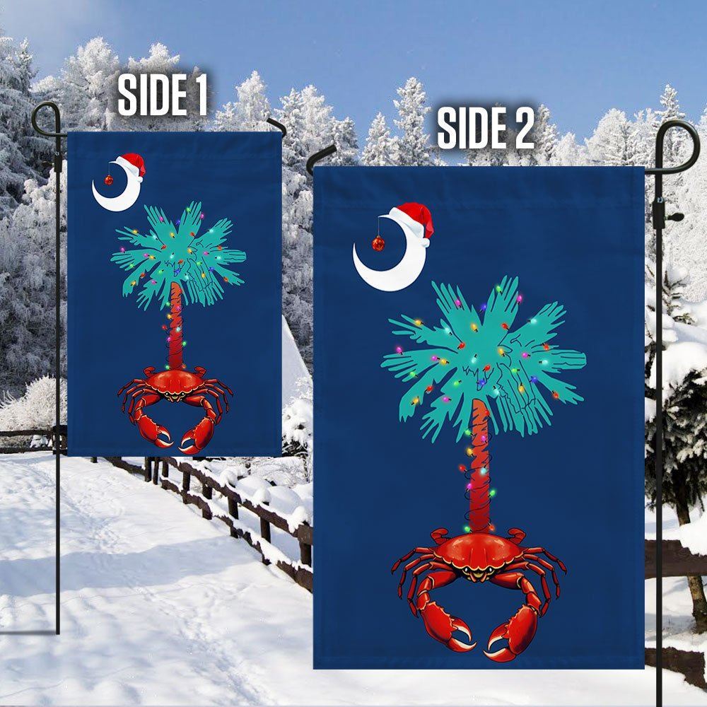 South Carolina Christmas Flag Palm Tree South Carolina Crab Santa Flag, Christmas Garden Flag, Home Decor Accessories, Christmas Outdoor Decor Ideas
