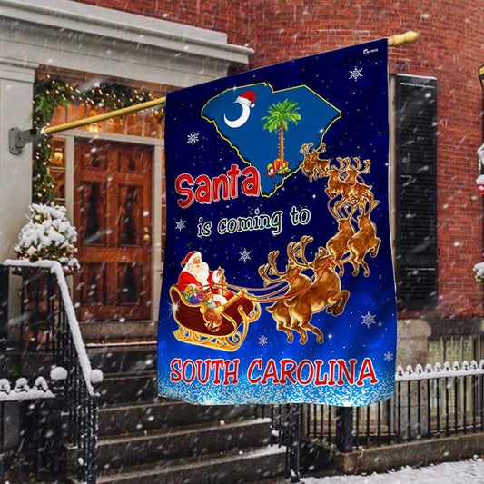 South Carolina Christmas Flag Santa Is Coming To South Carolina Flag, Christmas Garden Flag, Home Decor Accessories, Christmas Outdoor Decor Ideas
