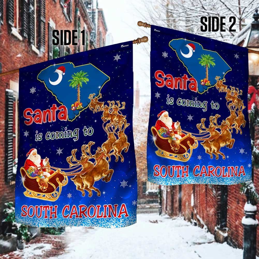 South Carolina Christmas Flag Santa Is Coming To South Carolina Flag, Christmas Garden Flag, Home Decor Accessories, Christmas Outdoor Decor Ideas