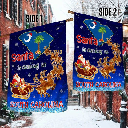 South Carolina Christmas Flag Santa Is Coming To South Carolina Flag, Christmas Garden Flag, Home Decor Accessories, Christmas Outdoor Decor Ideas