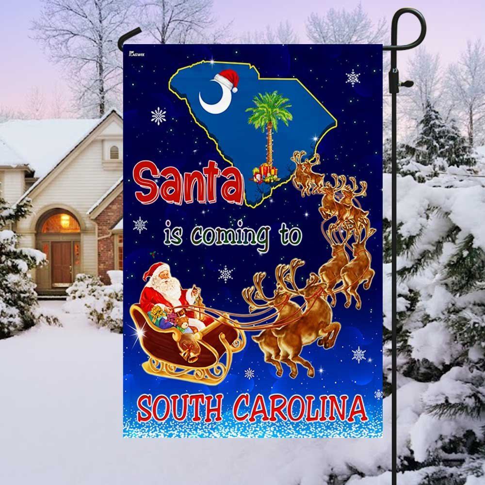 South Carolina Christmas Flag Santa Is Coming To South Carolina Flag, Christmas Garden Flag, Home Decor Accessories, Christmas Outdoor Decor Ideas