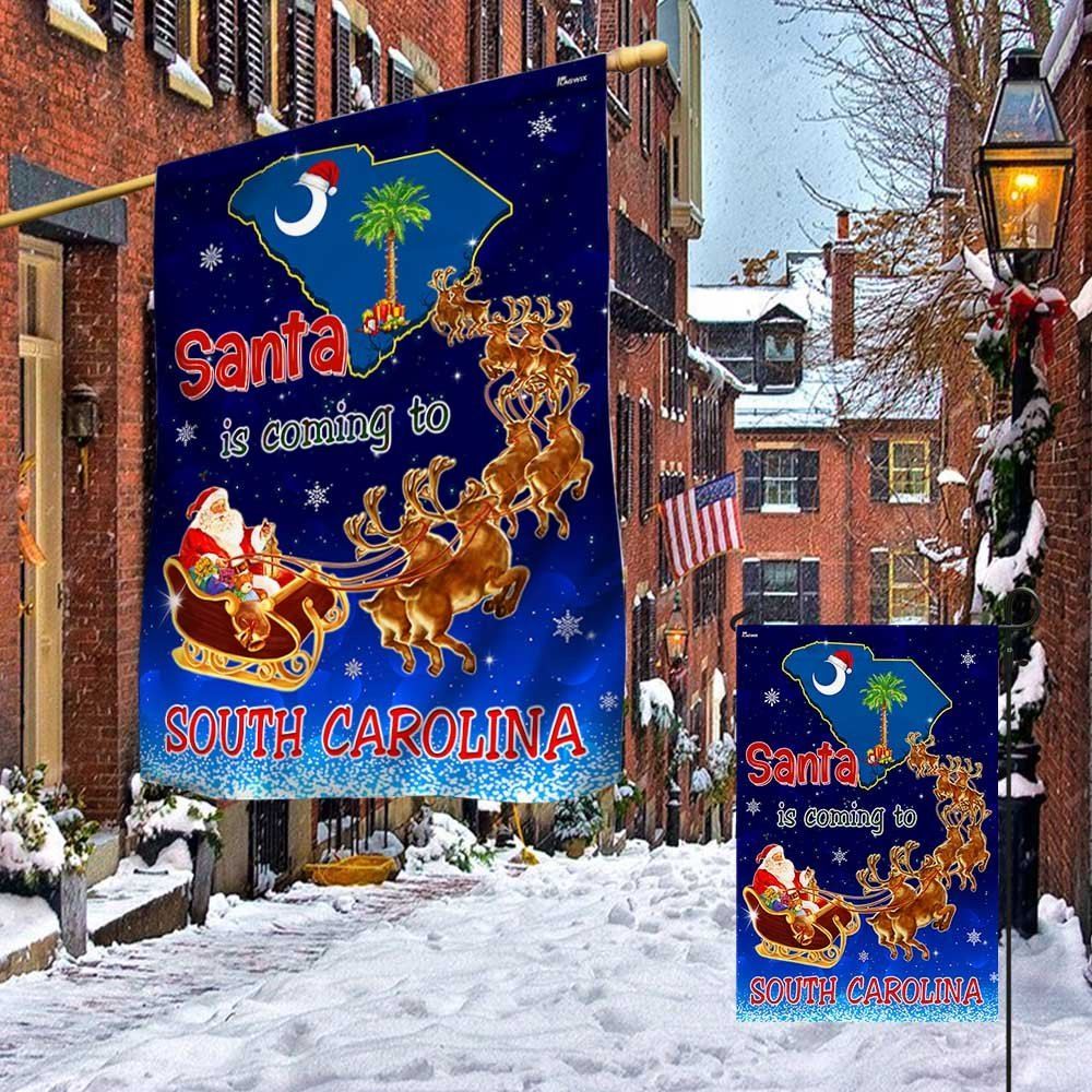 South Carolina Christmas Flag Santa Is Coming To South Carolina Flag, Christmas Garden Flag, Home Decor Accessories, Christmas Outdoor Decor Ideas