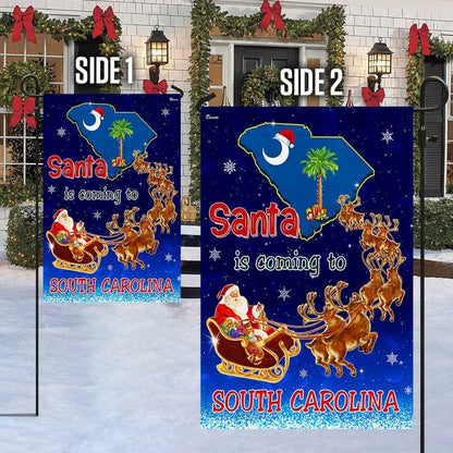 South Carolina Christmas Flag Santa Is Coming To South Carolina Flag, Christmas Garden Flag, Home Decor Accessories, Christmas Outdoor Decor Ideas