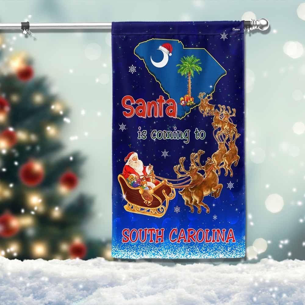 South Carolina Christmas Flag Santa Is Coming To South Carolina Flag, Christmas Garden Flag, Home Decor Accessories, Christmas Outdoor Decor Ideas