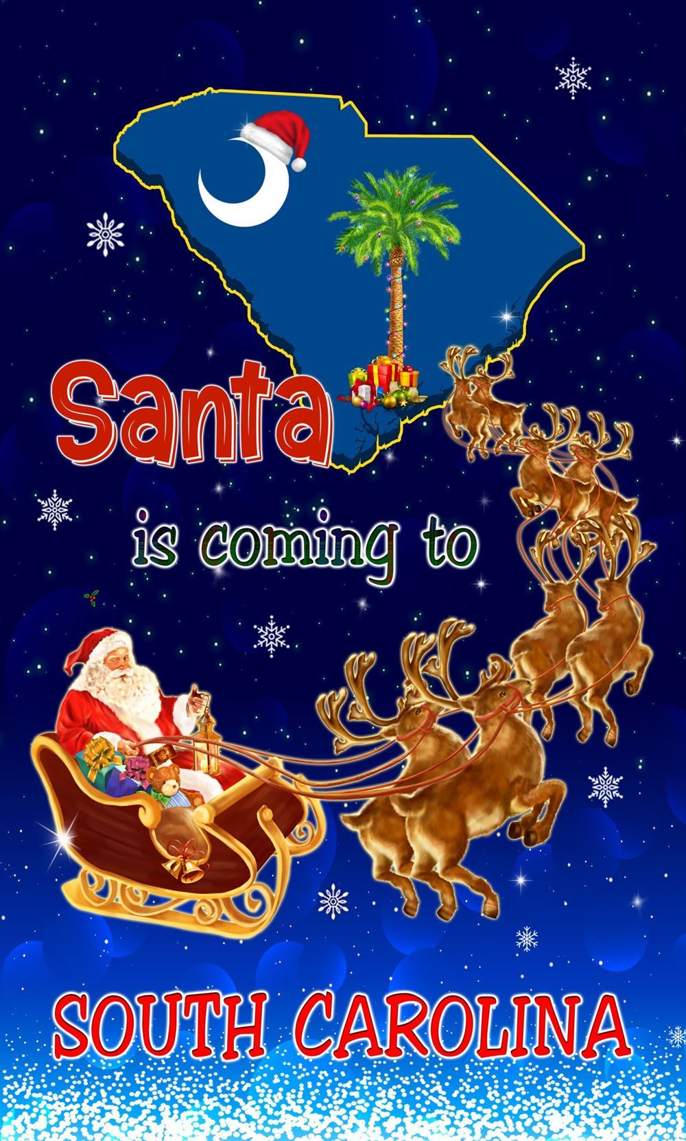 South Carolina Christmas Flag Santa Is Coming To South Carolina Flag, Christmas Garden Flag, Home Decor Accessories, Christmas Outdoor Decor Ideas