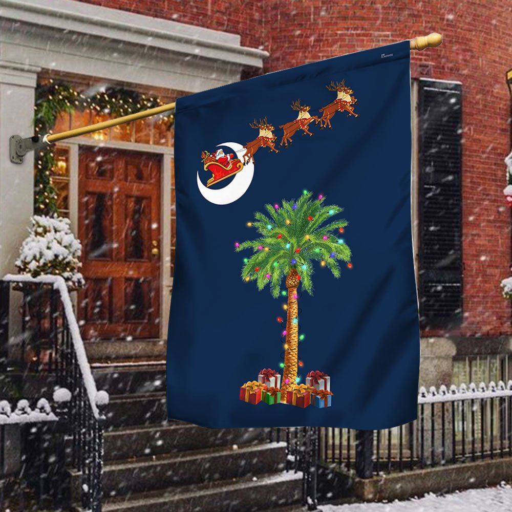 South Carolina Christmas Flag Santa Palmetto Tree Flag, Christmas Garden Flag, Home Decor Accessories, Christmas Outdoor Decor Ideas