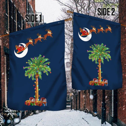 South Carolina Christmas Flag Santa Palmetto Tree Flag, Christmas Garden Flag, Home Decor Accessories, Christmas Outdoor Decor Ideas