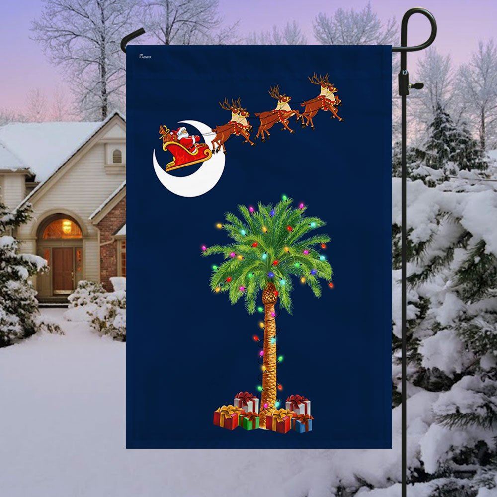 South Carolina Christmas Flag Santa Palmetto Tree Flag, Christmas Garden Flag, Home Decor Accessories, Christmas Outdoor Decor Ideas