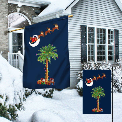 South Carolina Christmas Flag Santa Palmetto Tree Flag, Christmas Garden Flag, Home Decor Accessories, Christmas Outdoor Decor Ideas