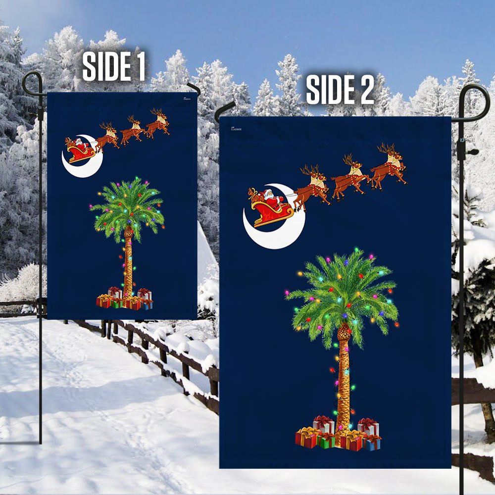 South Carolina Christmas Flag Santa Palmetto Tree Flag, Christmas Garden Flag, Home Decor Accessories, Christmas Outdoor Decor Ideas