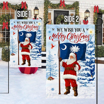 South Carolina Christmas Flag We Wish You A Merry Christmas Flag, Christmas Garden Flag, Home Decor Accessories, Christmas Outdoor Decor Ideas