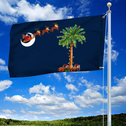South Carolina Christmas Grommet Flag Santa Palmetto Tree Flag, Christmas Garden Flag, Home Decor Accessories, Christmas Outdoor Decor Ideas