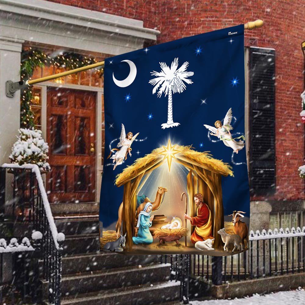 South Carolina Christmas Nativity Of Jesus Flag, Christian Christmas House Flag, Christmas Outdoor Decor Ideas