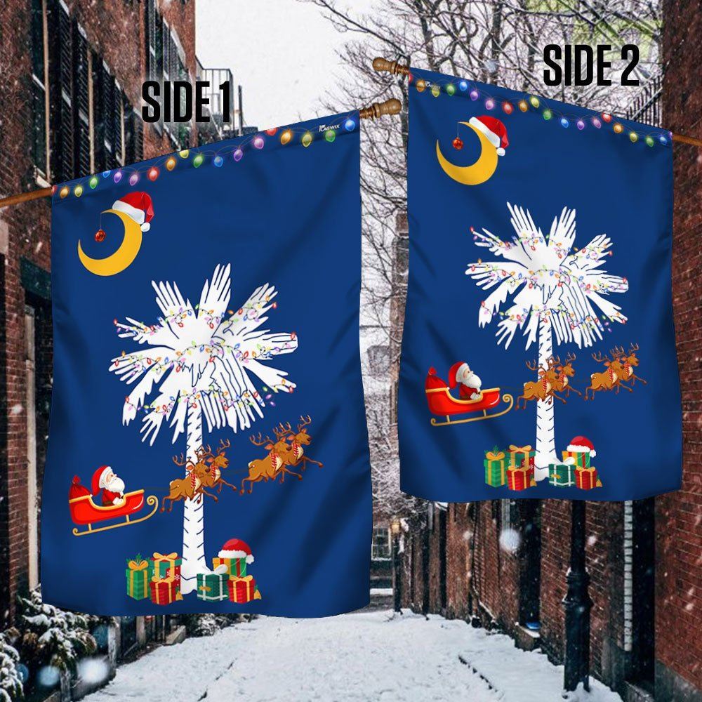 South Carolina Christmas Santa  Flag Christmas Palmetto Tree Flag, Christmas Garden Flag, Home Decor Accessories, Christmas Outdoor Decor Ideas