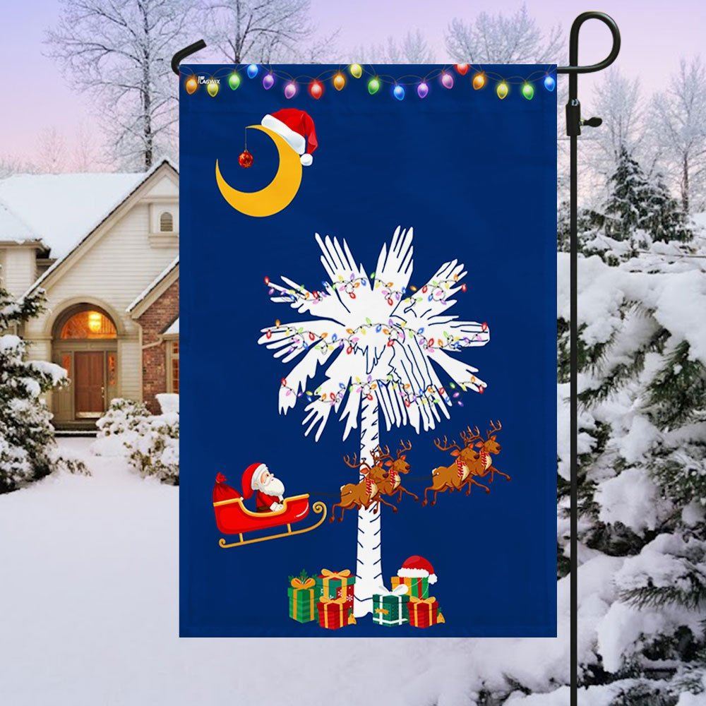 South Carolina Christmas Santa  Flag Christmas Palmetto Tree Flag, Christmas Garden Flag, Home Decor Accessories, Christmas Outdoor Decor Ideas