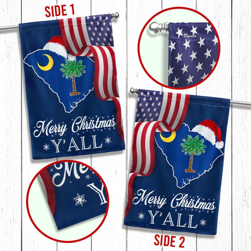 South Carolina Merry Christmas Santa State Christmas Palm Tree Flag, Christmas Garden Flag, Home Decor Accessories, Christmas Outdoor Decor Ideas