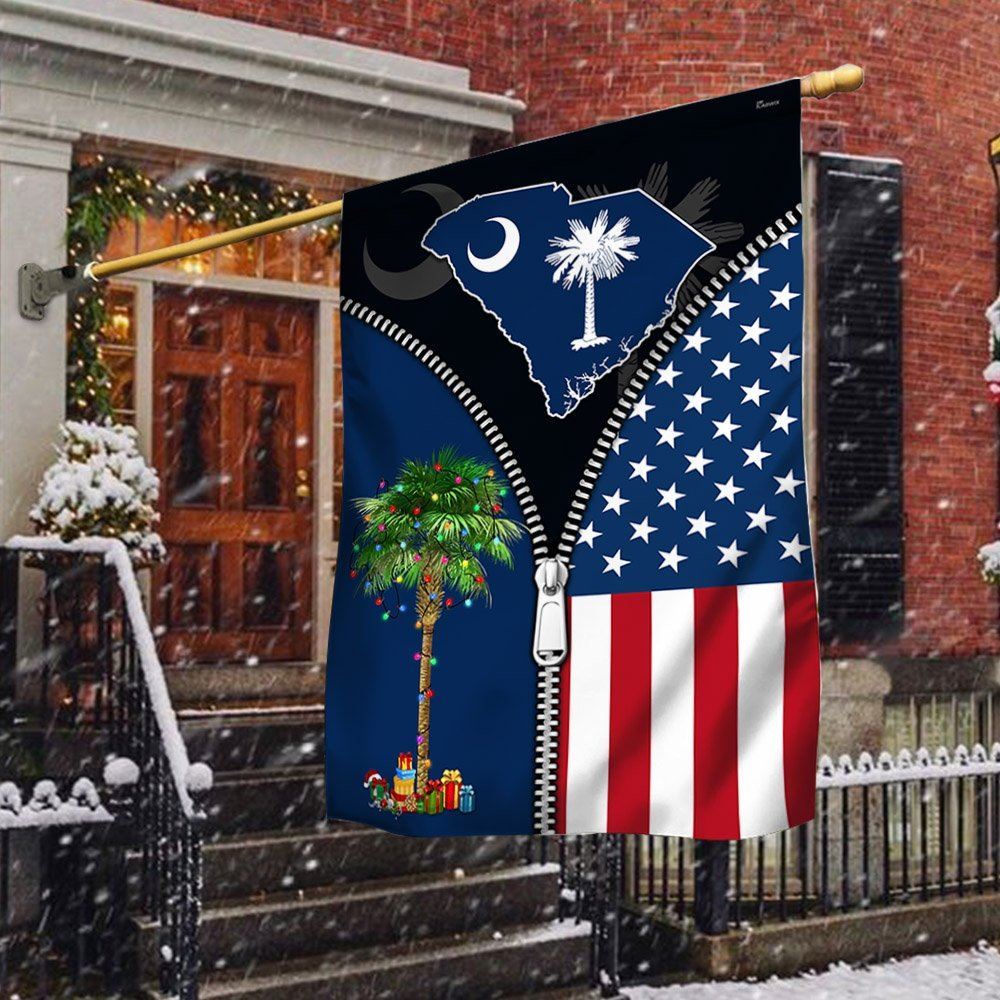 South Carolina Palm Tree Christmas American Flag, Christmas Garden Flag, Home Decor Accessories, Christmas Outdoor Decor Ideas