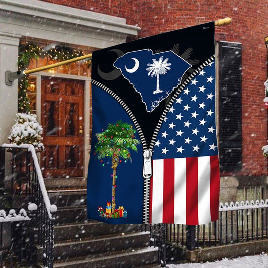 South Carolina Palm Tree Christmas American Flag, Christmas Garden Flag, Home Decor Accessories, Christmas Outdoor Decor Ideas