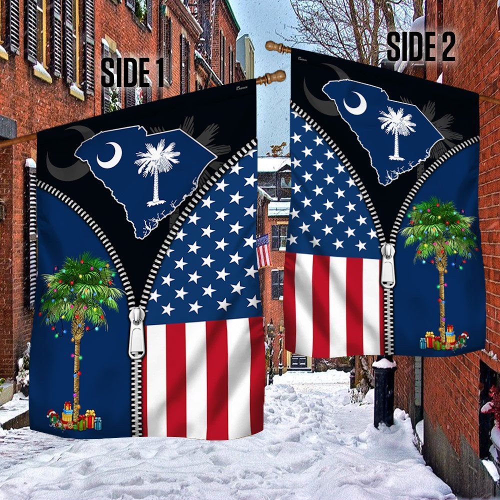 South Carolina Palm Tree Christmas American Flag, Christmas Garden Flag, Home Decor Accessories, Christmas Outdoor Decor Ideas