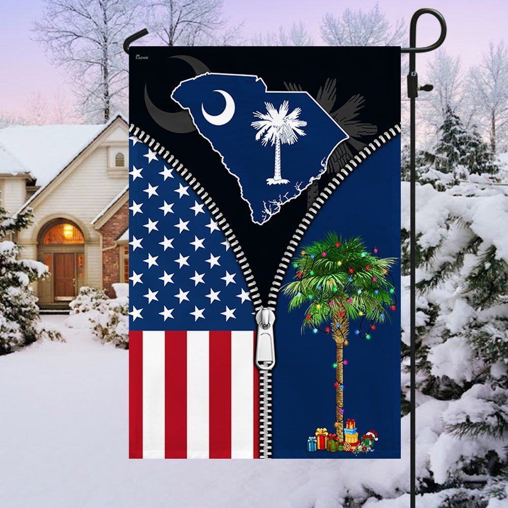 South Carolina Palm Tree Christmas American Flag, Christmas Garden Flag, Home Decor Accessories, Christmas Outdoor Decor Ideas
