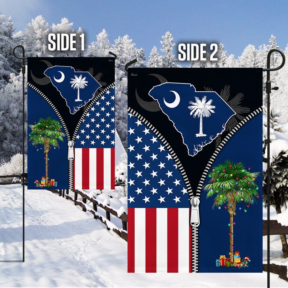 South Carolina Palm Tree Christmas American Flag, Christmas Garden Flag, Home Decor Accessories, Christmas Outdoor Decor Ideas