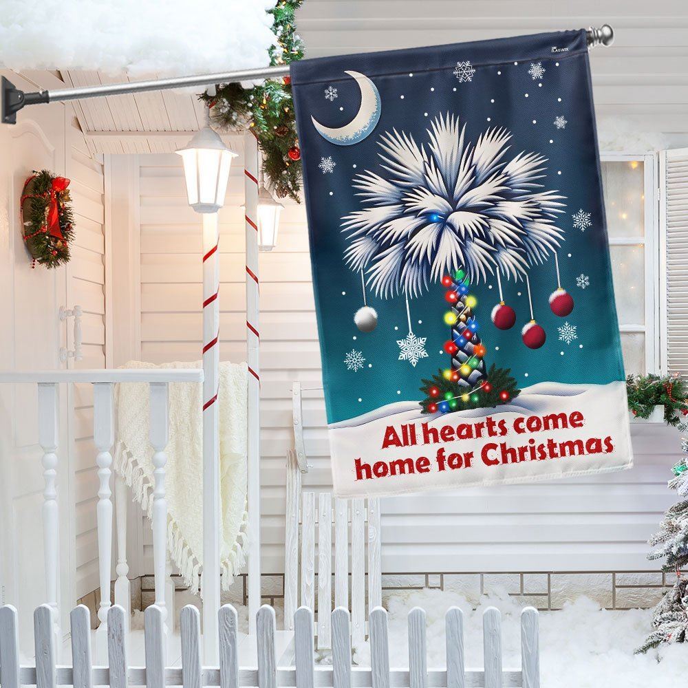 South Carolina Palmetto, All Hearts Come Home For Christmas Flag, Christmas Garden Flag, Home Decor Accessories, Christmas Outdoor Decor Ideas