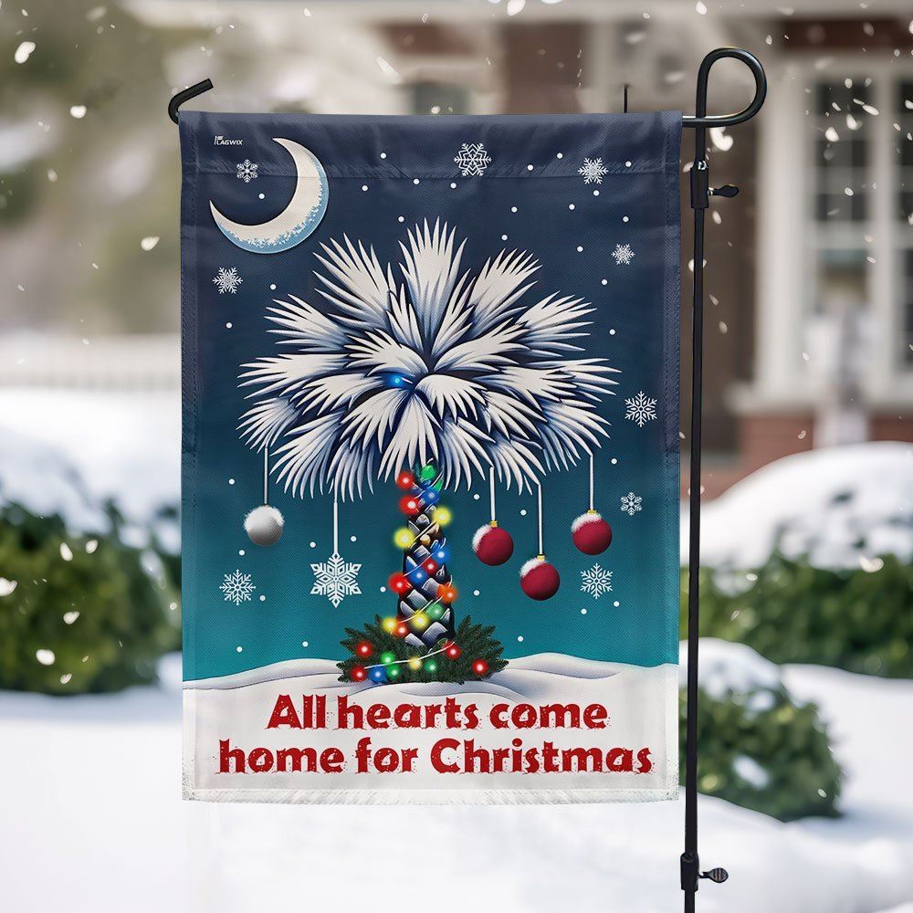 South Carolina Palmetto, All Hearts Come Home For Christmas Flag, Christmas Garden Flag, Home Decor Accessories, Christmas Outdoor Decor Ideas