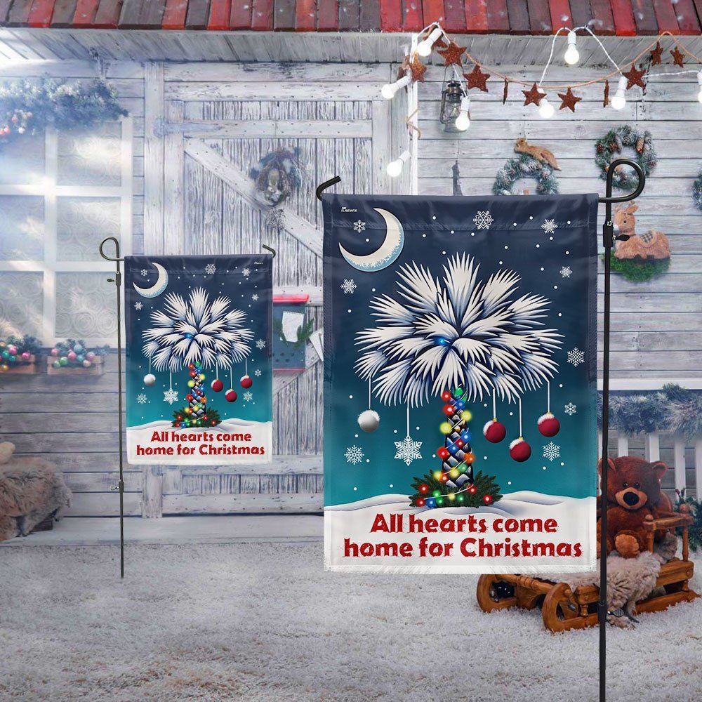 South Carolina Palmetto, All Hearts Come Home For Christmas Flag, Christmas Garden Flag, Home Decor Accessories, Christmas Outdoor Decor Ideas