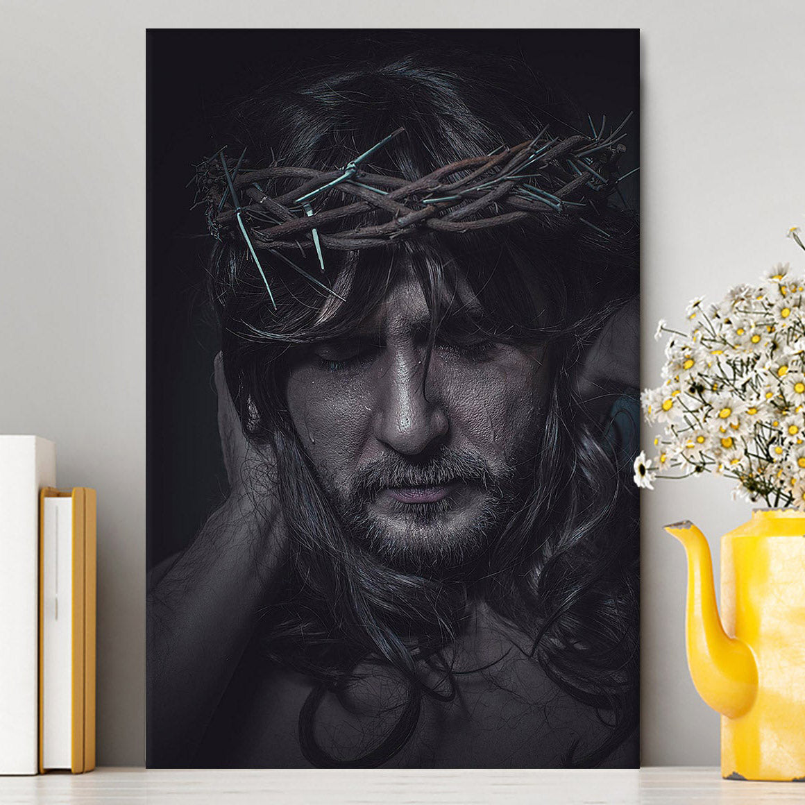 Spiritual Jesus Christ With Crown Of Thorns Canvas Prints - Religious Canvas Art - Christian Wall Decor