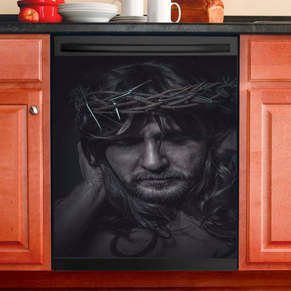 Spiritual Jesus Christ With Crown Of Thorns Dishwasher Cover, Religious Dishwasher Wrap, Christian Kitchen Decoration