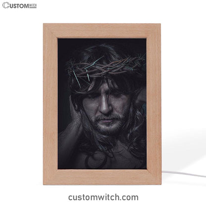 Spiritual Jesus Christ With Crown Of Thorns Frame Lamp Prints - Religious Frame Lamp Art - Christian Decor