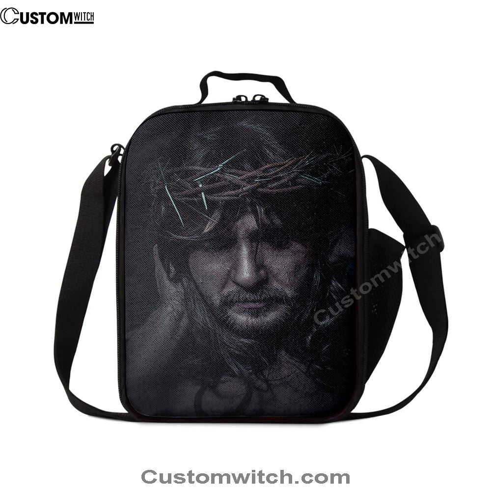 Spiritual Jesus Christ With Crown Of Thorns Lunch Bags - Religious Lunch Bag, Bible Verse Lunch Bag For Men And Women