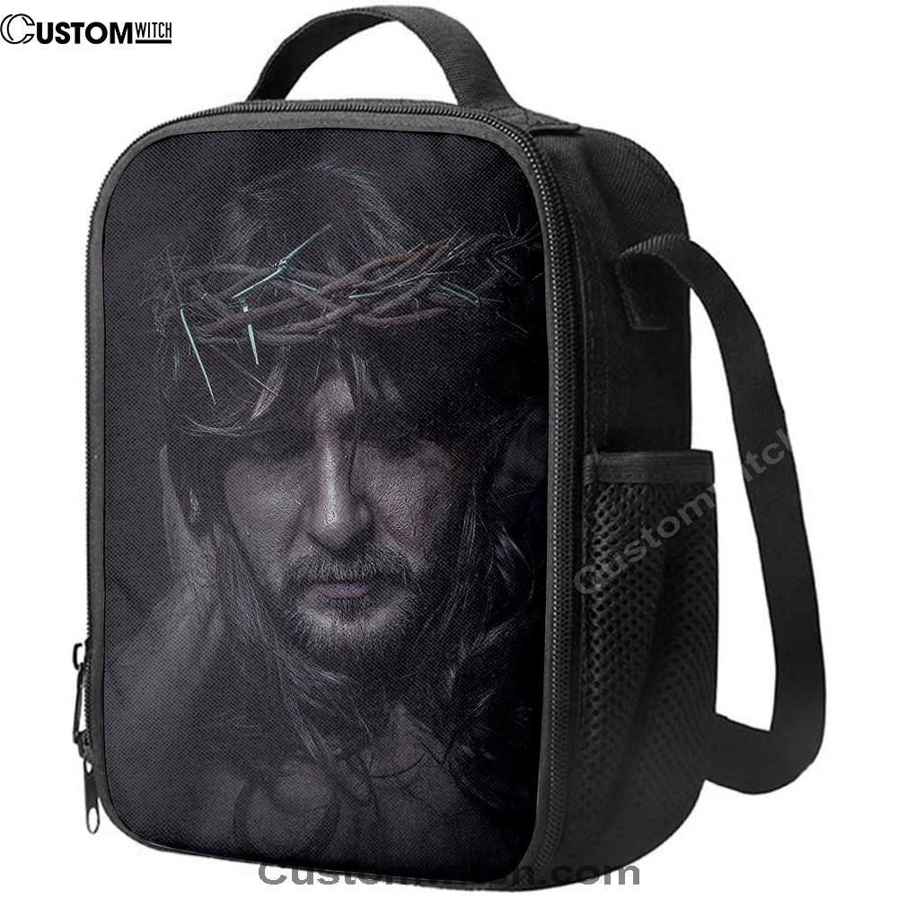 Spiritual Jesus Christ With Crown Of Thorns Lunch Bags - Religious Lunch Bag, Bible Verse Lunch Bag For Men And Women