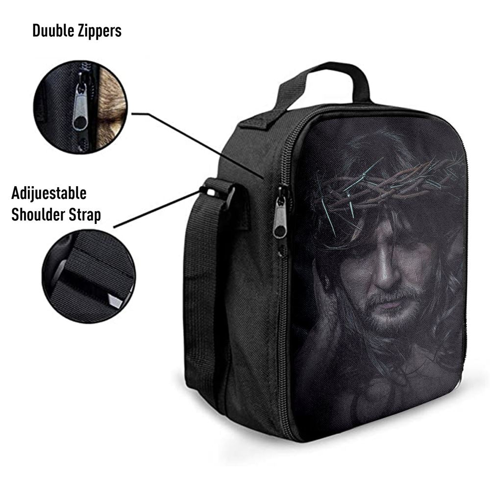 Spiritual Jesus Christ With Crown Of Thorns Lunch Bags - Religious Lunch Bag, Bible Verse Lunch Bag For Men And Women