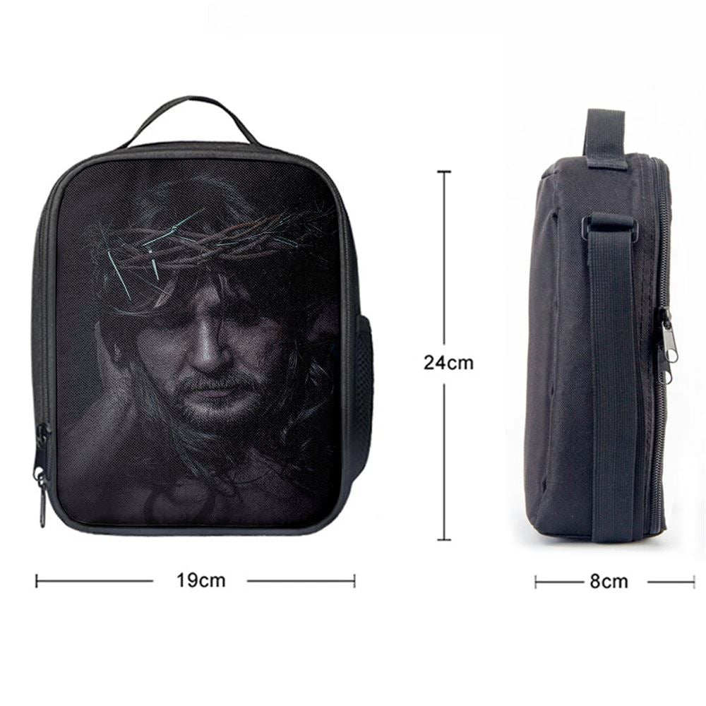 Spiritual Jesus Christ With Crown Of Thorns Lunch Bags - Religious Lunch Bag, Bible Verse Lunch Bag For Men And Women