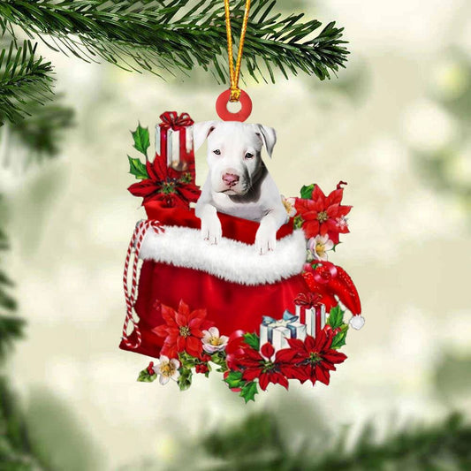 Staffordshire Bull Terrier In Gift Bag Christmas Ornament, Christmas Gift, Christmas Tree Decorations, Christmas Ornament 2023