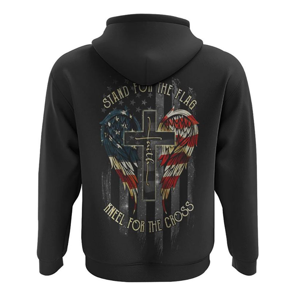 Stand For The Flag Kneel For The Cross All Over Print 3D Hoodie, Christian Hoodie, Christian Sweatshirt, Bible Verse Shirt