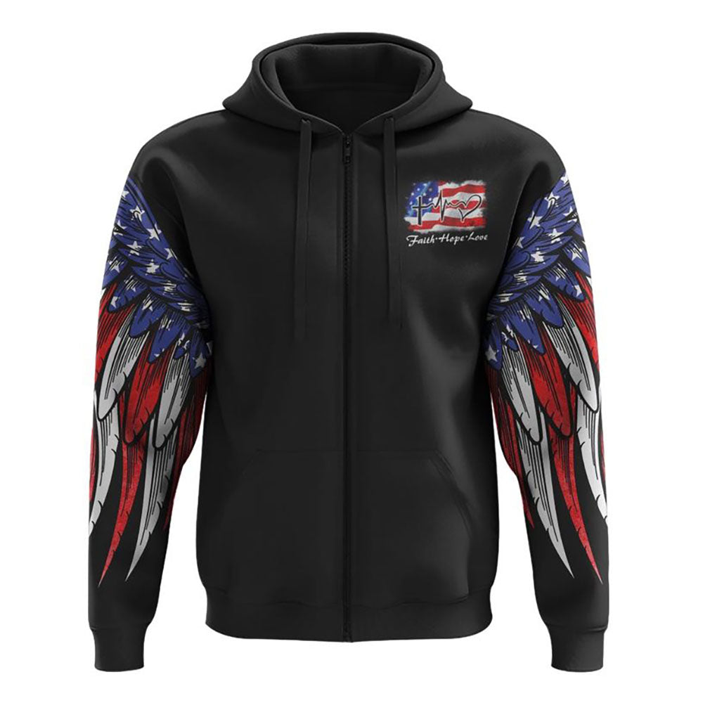 Stand For The Flag Kneel For The Cross American Flag Wings Arm All Over Print 3D Hoodie, Christian Hoodie, Christian Sweatshirt, Bible Verse Shirt