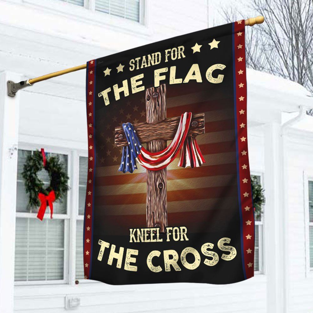 Stand For The Flag Kneel For The Cross Flag, Religious House Flags, Christian Flag, Scripture Flag, Garden Banner