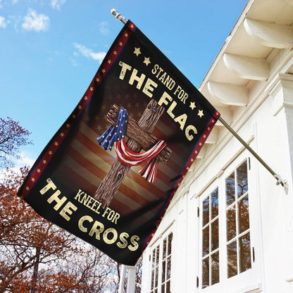 Stand For The Flag Kneel For The Cross Flag, Religious House Flags, Christian Flag, Scripture Flag, Garden Banner