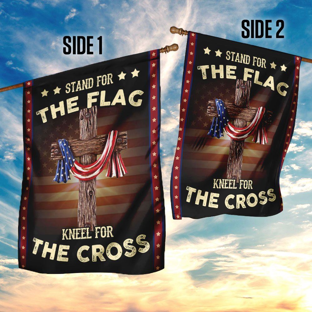 Stand For The Flag Kneel For The Cross Flag, Religious House Flags, Christian Flag, Scripture Flag, Garden Banner