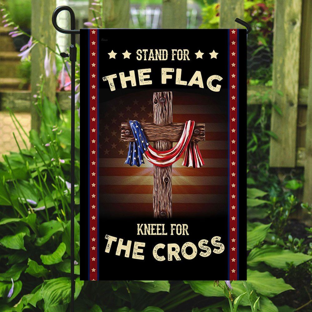 Stand For The Flag Kneel For The Cross Flag, Religious House Flags, Christian Flag, Scripture Flag, Garden Banner