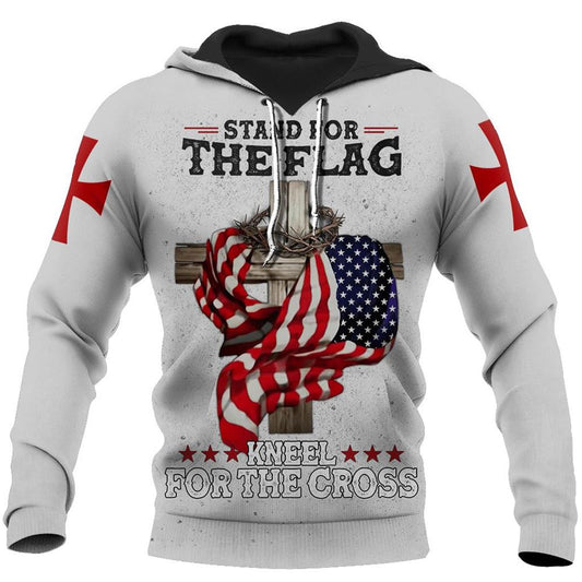 Stand For The Flag Kneel For The Cross God 3D Hoodie For Man And Women, Jesus Printed 3D Hoodie