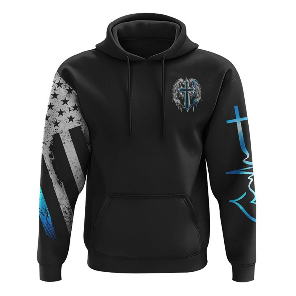 Stand For The Flag Kneel For The Cross Wings All Over Print 3D Hoodie, Christian Hoodie, Christian Sweatshirt, Bible Verse Shirt