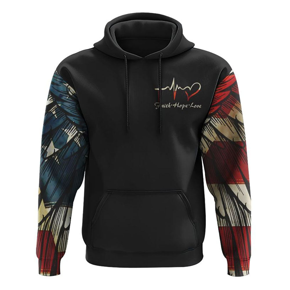 Stand For The Flag Kneel For The Cross Wings Smoke All Over Print 3D Hoodie, Christian Hoodie, Christian Sweatshirt, Bible Verse Shirt